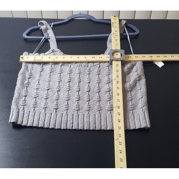 Weekend Los Angeles Sweater L Dusty Blue Cropped Knit Tank Boho Festival Casual - Picture 6 of 8